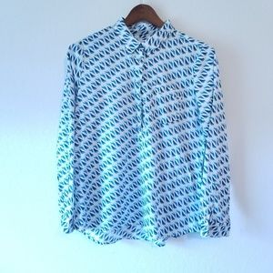 Liz Claiborne Button Down Bird Patterned Shirt